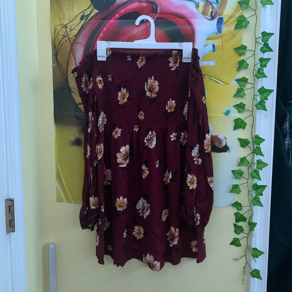 Target Maroon Floral Blouse
